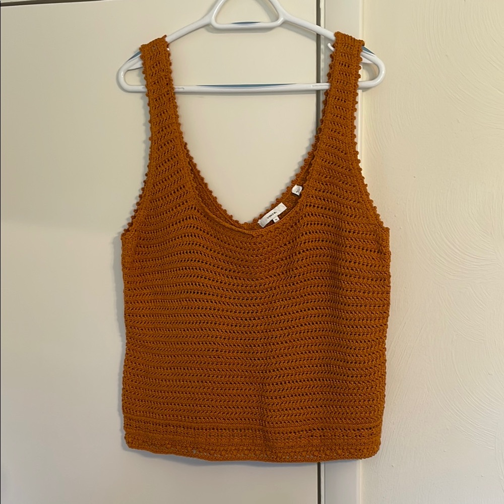 Vince Women's XL Crochet Tank Top - Brown